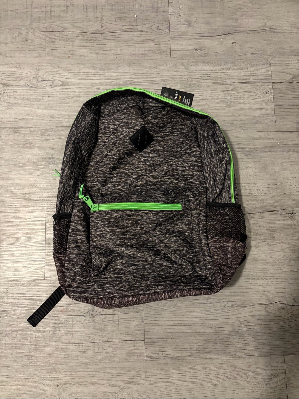 Heather Gray Backpack with Neon Green Accents